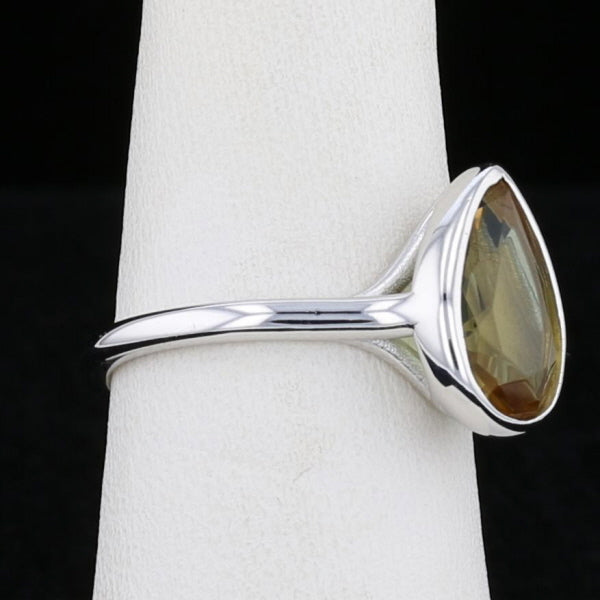 Sterling Silver Bezel VooDooStone Pear Shape Ring