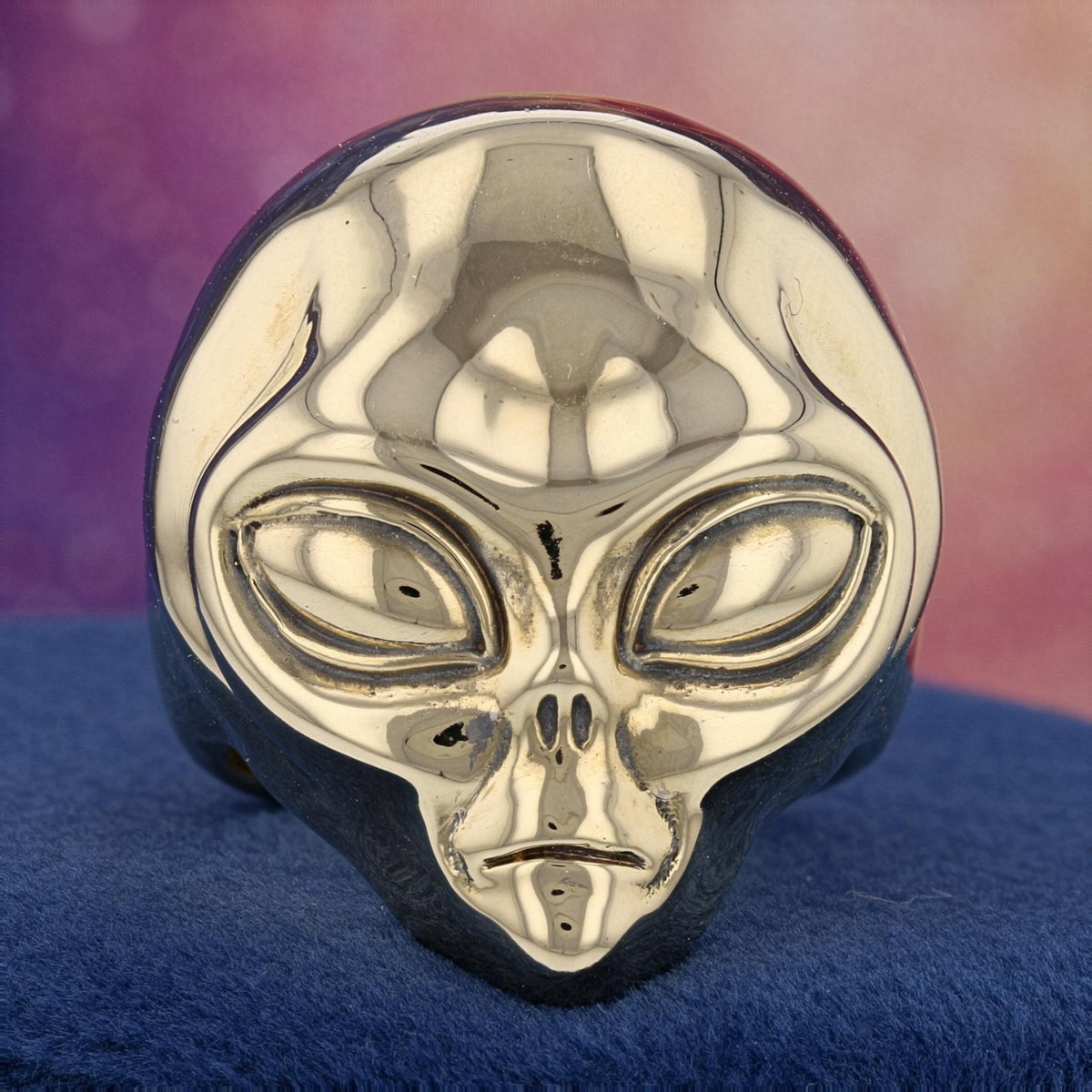 Gold Alien Head Ring