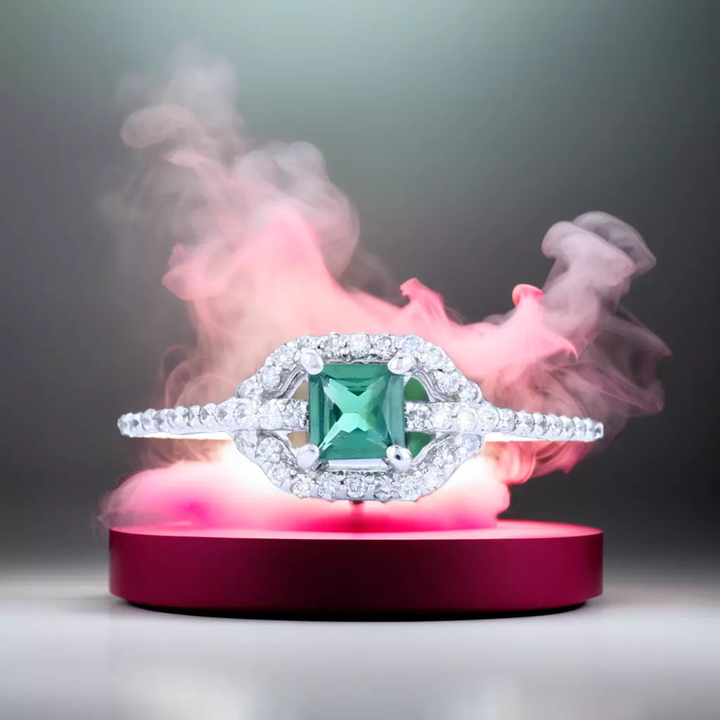 Alexandrite and Diamond GIA-Certified Ring