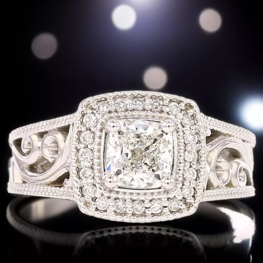 1 Carat Cushion Cut Diamond Ring