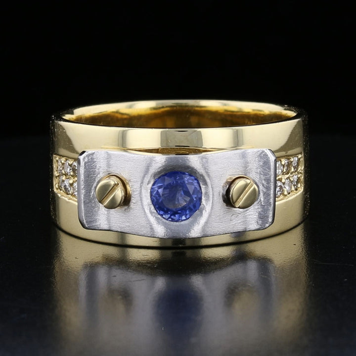 14K Yellow and White Gold Sapphire and Diamond Ring