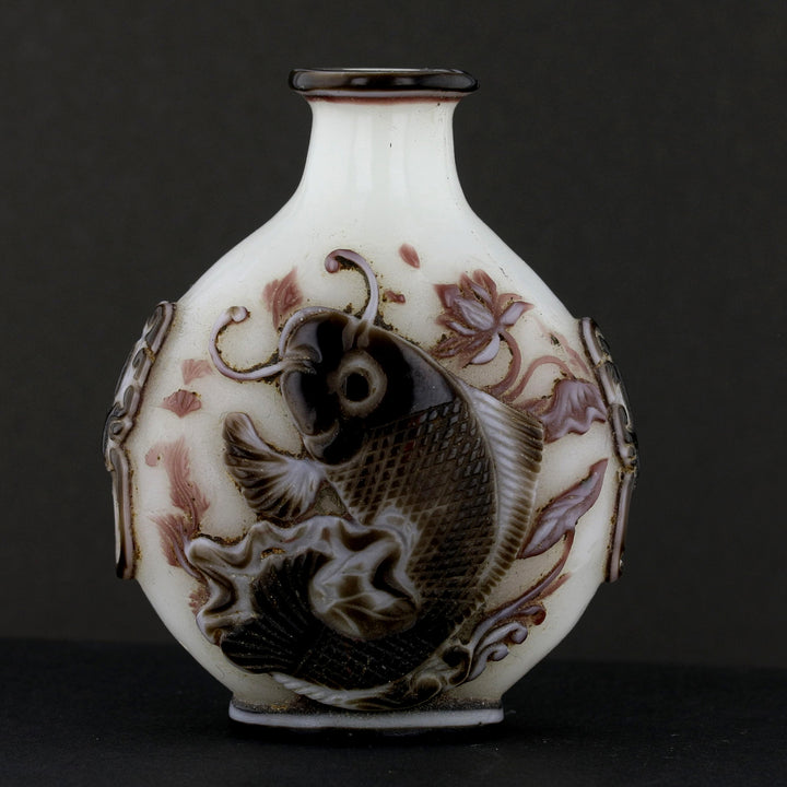 Antique Chinese Snuff Bottle with Hand Embossed Designs