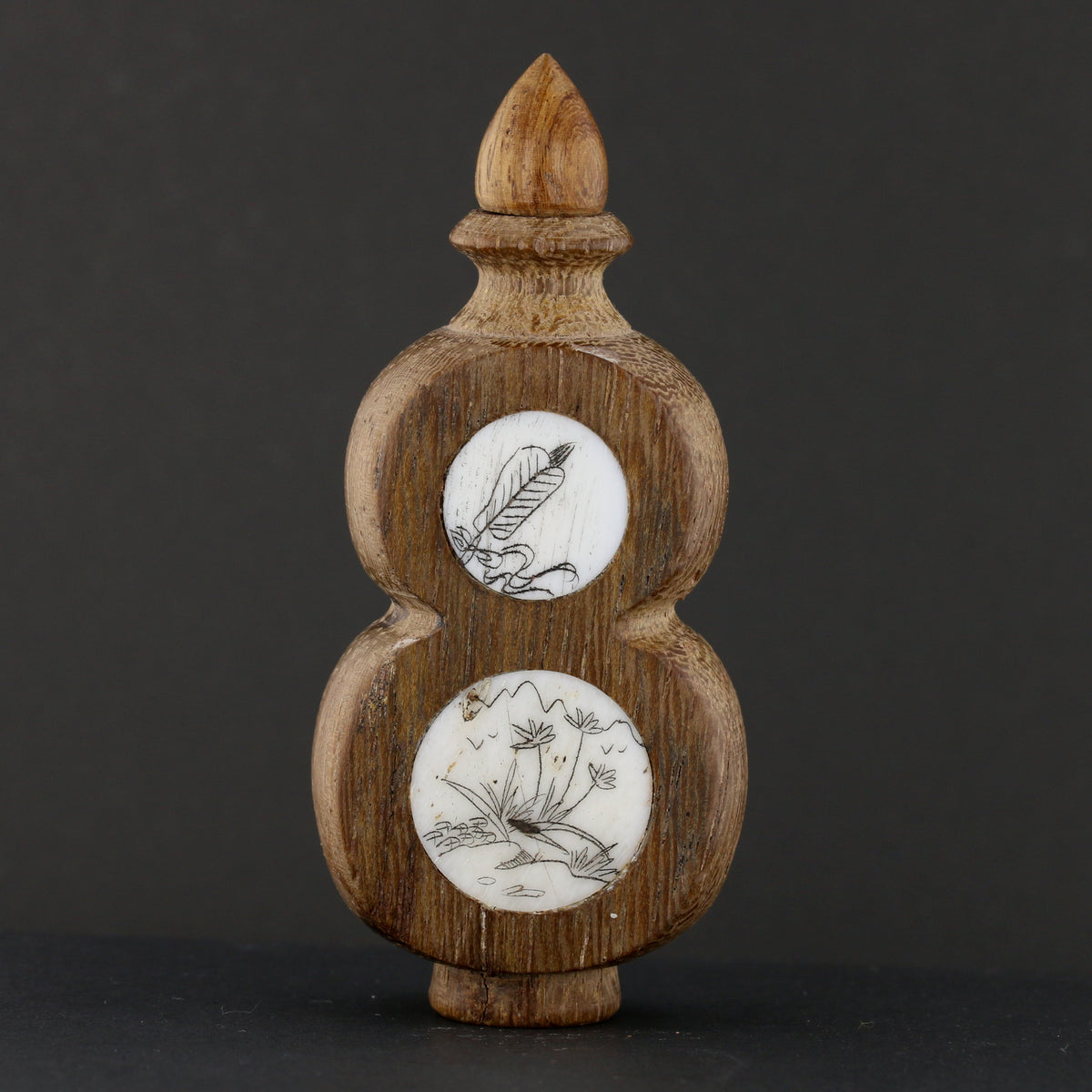 Antique Chinese Snuff Bottle with Painted Porcelain Panels