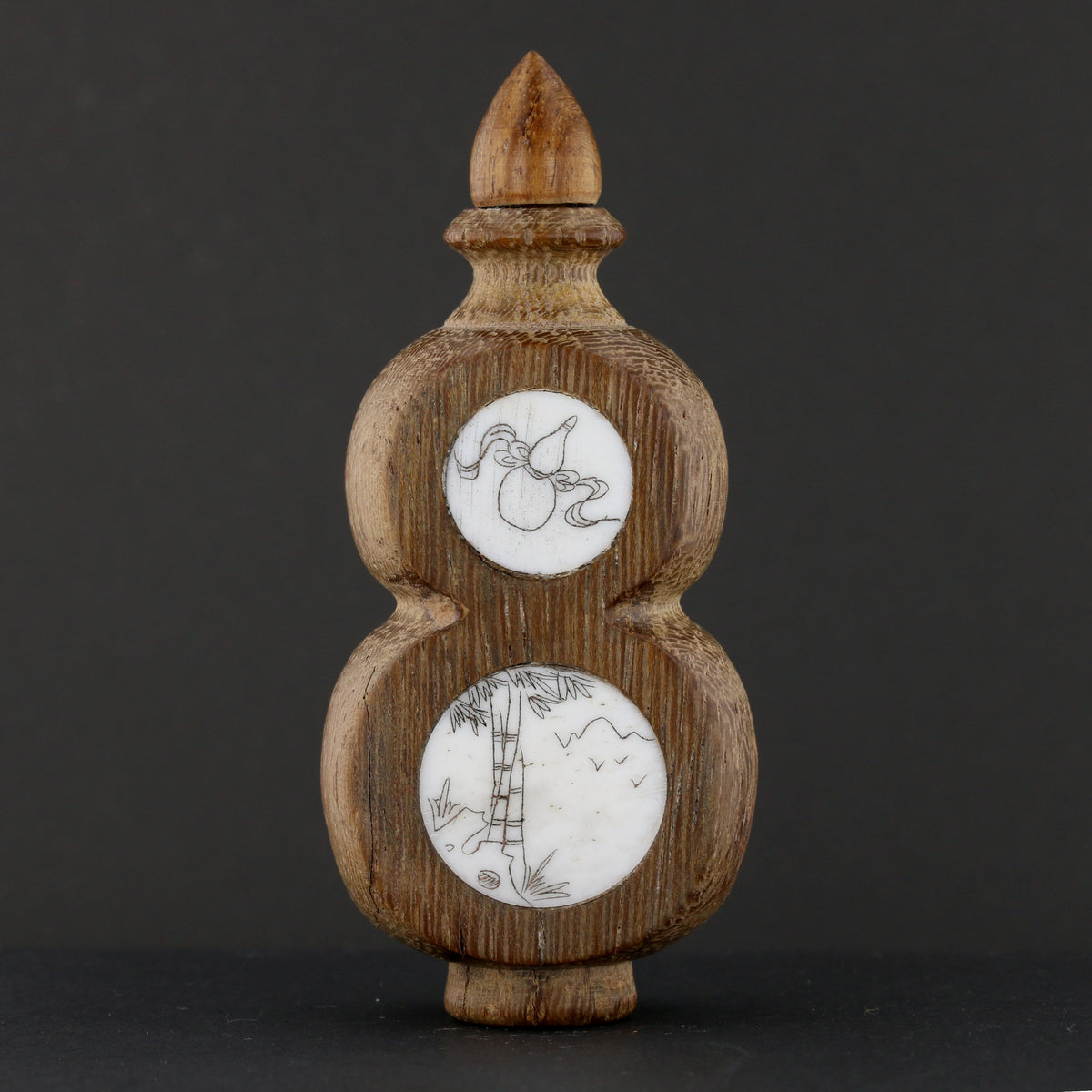 Antique Chinese Snuff Bottle with Painted Porcelain Panels