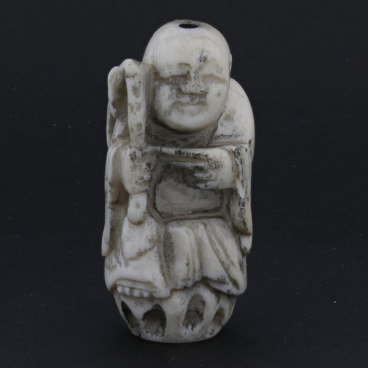 Antique Netsuke - Hand-Carved Monk Figurine