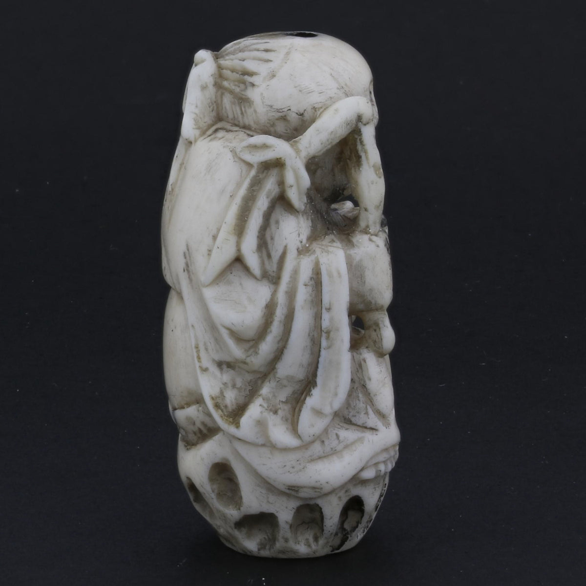 Antique Netsuke - Hand-Carved Monk Figurine