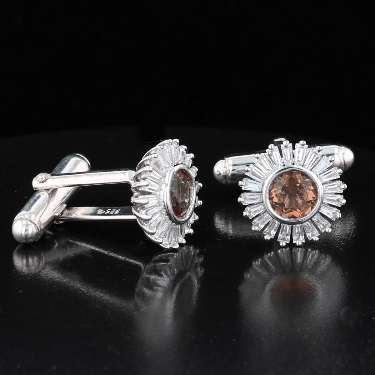 Sun Burst Halo VooDooStone Sterling Silver Cufflinks