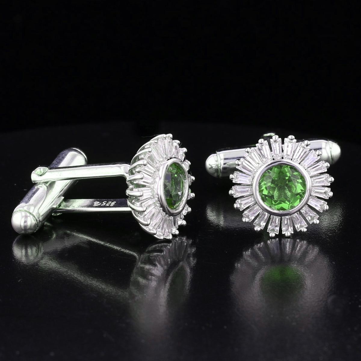 Sun Burst Halo VooDooStone Sterling Silver Cufflinks