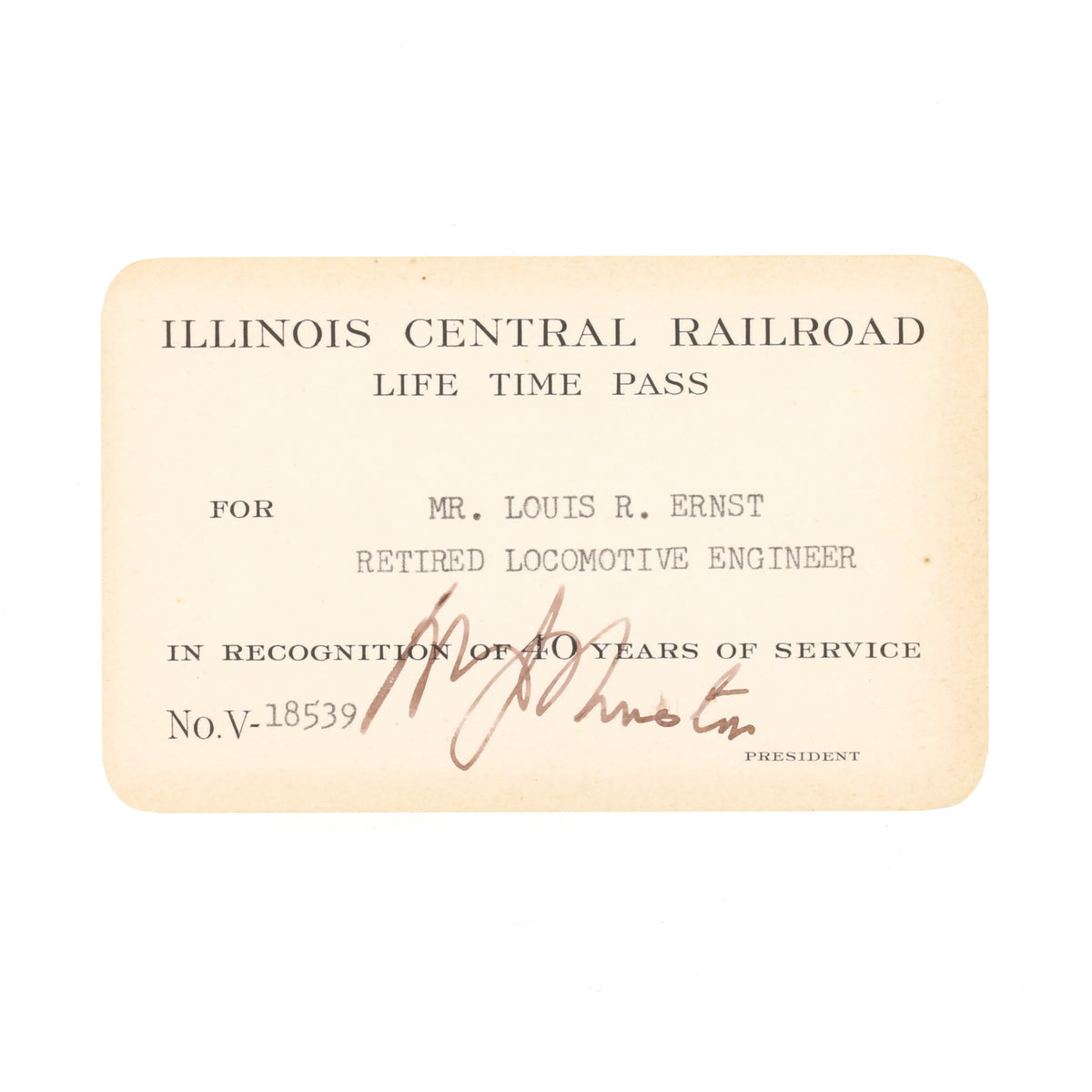 Illinois Central Appreciation Gold Card