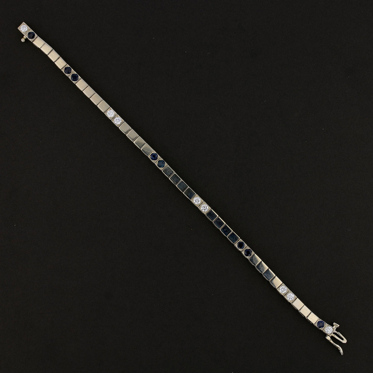 Elegant White Gold Diamond & Sapphire Bracelet