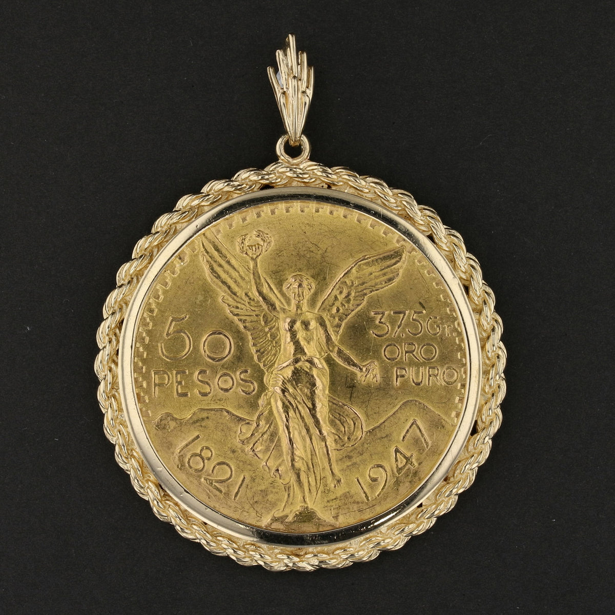 50 Pesos 1947 Mexico Gold Coin Pendant | David