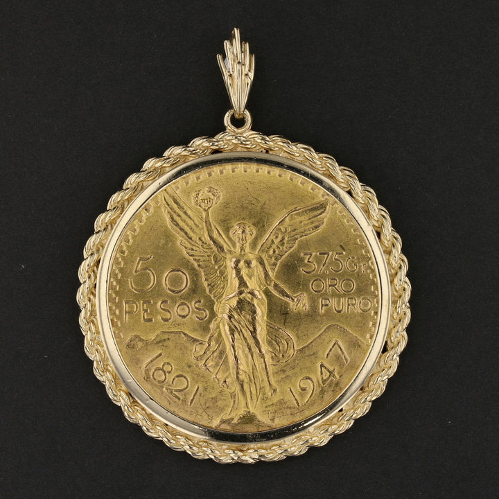 50 Pesos 1947 Mexico Gold Coin Pendant