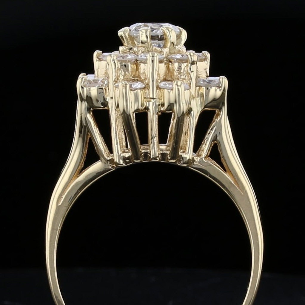 Vintage 14K Yellow Gold Diamond Flower Ring