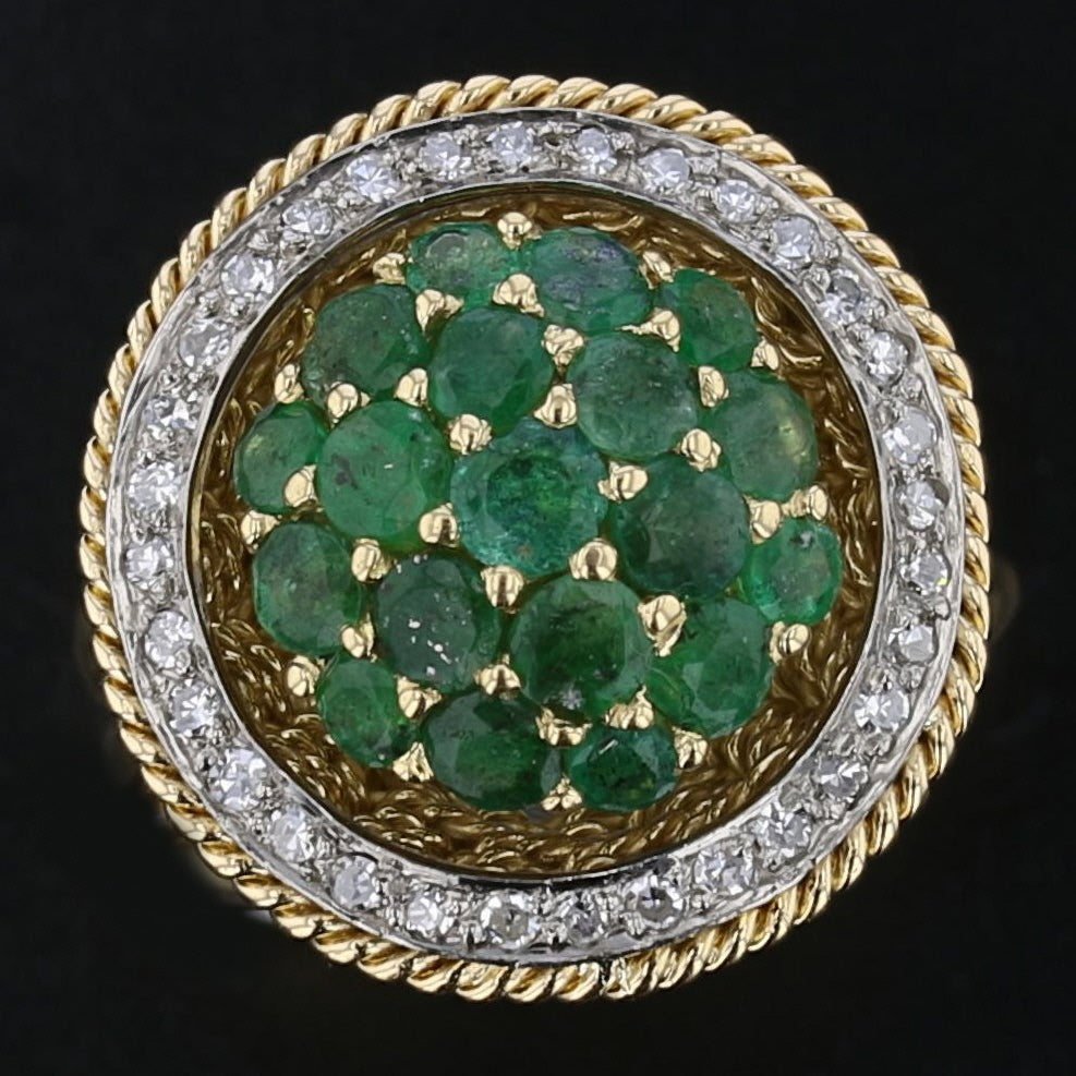 Diamond, Emerald Gold Ring.