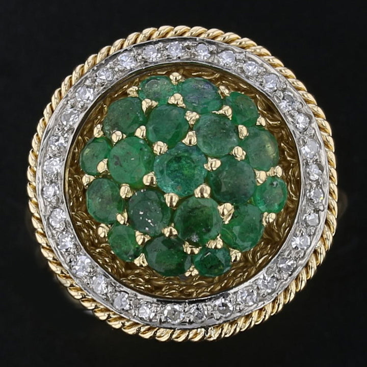 Diamond, Emerald Gold Ring.