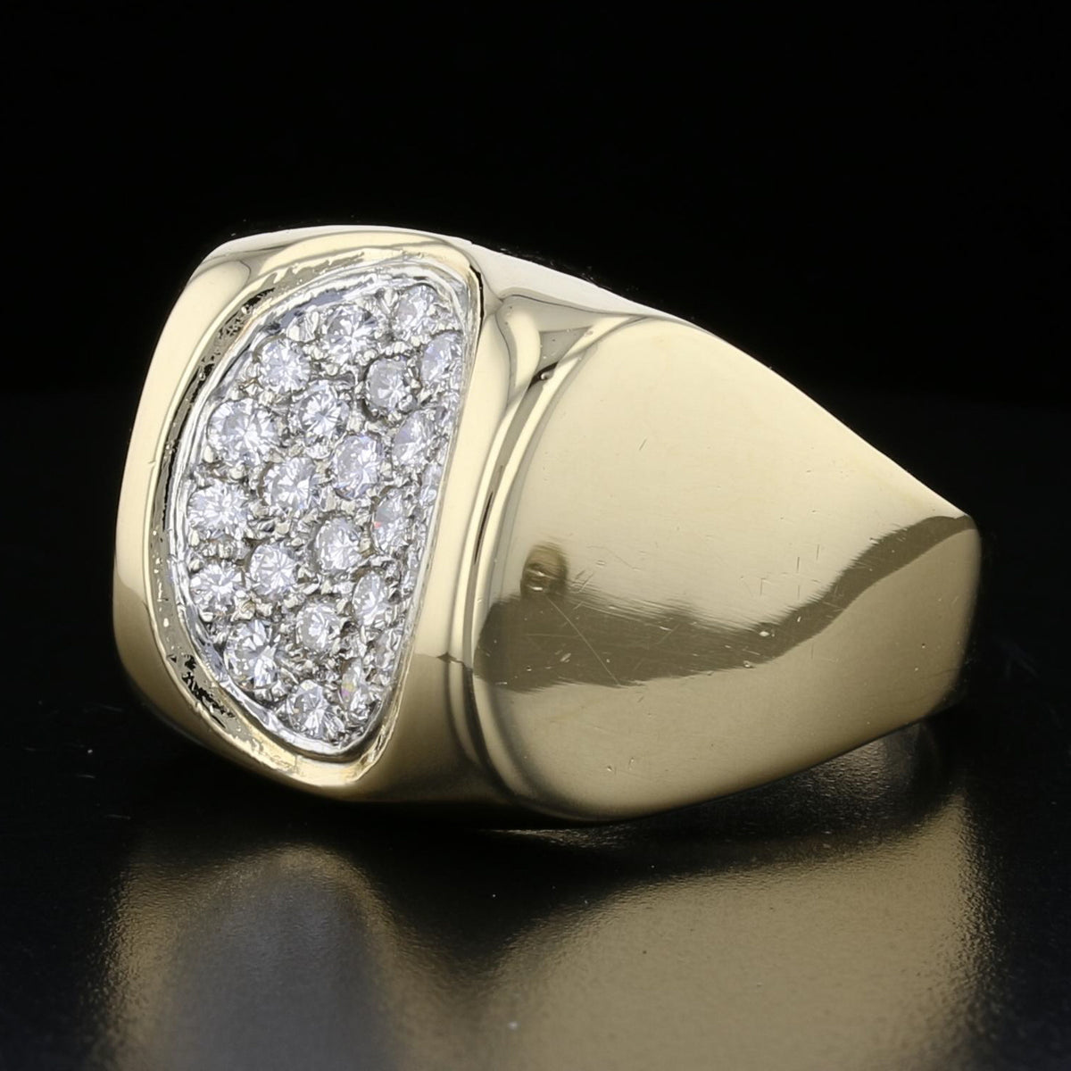 Vintage 14K Yellow Gold Men Diamond Cluster Ring