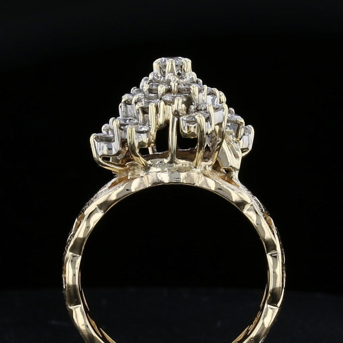 14K Yellow Gold Diamond Cluster Ring