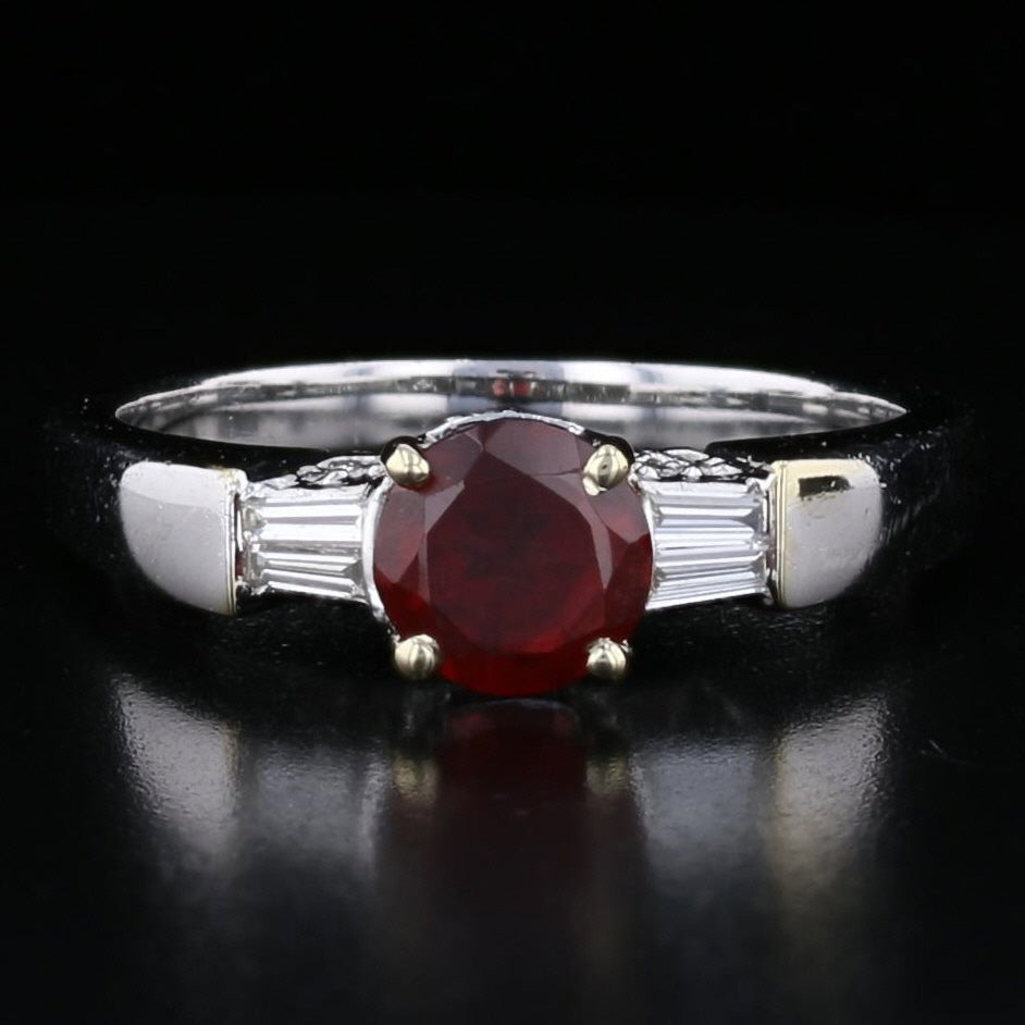 Elegant Garnet & Diamond Engagement/Bridal Ring
