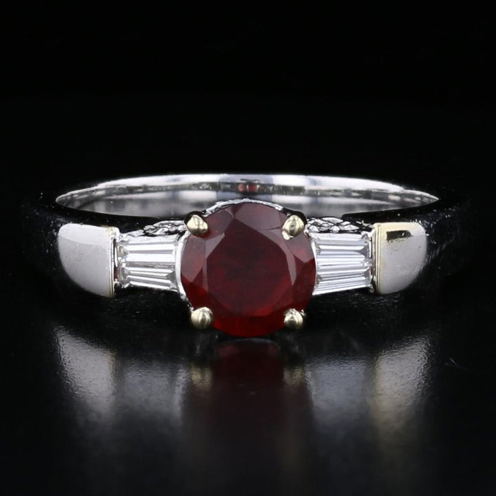 Elegant Garnet & Diamond Engagement/Bridal Ring