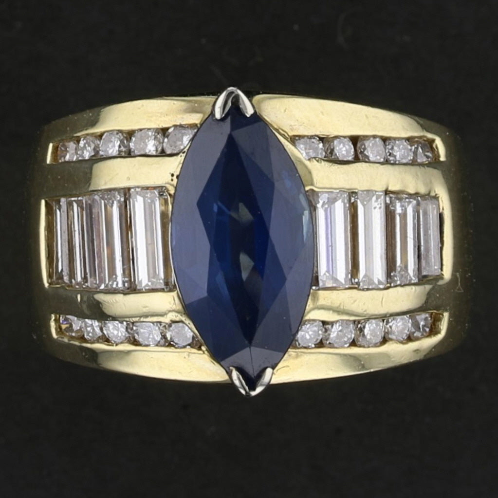 Marquise Sapphire & Diamond Ring - David's Antiques & Jewelry