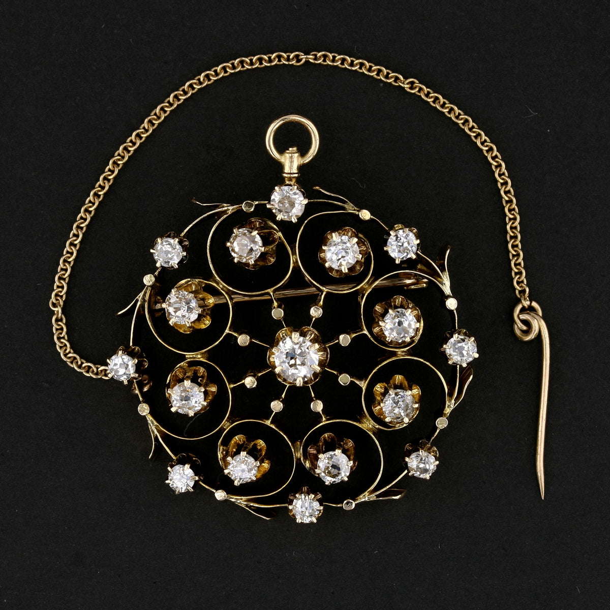 Antique Gold Diamond Brooch