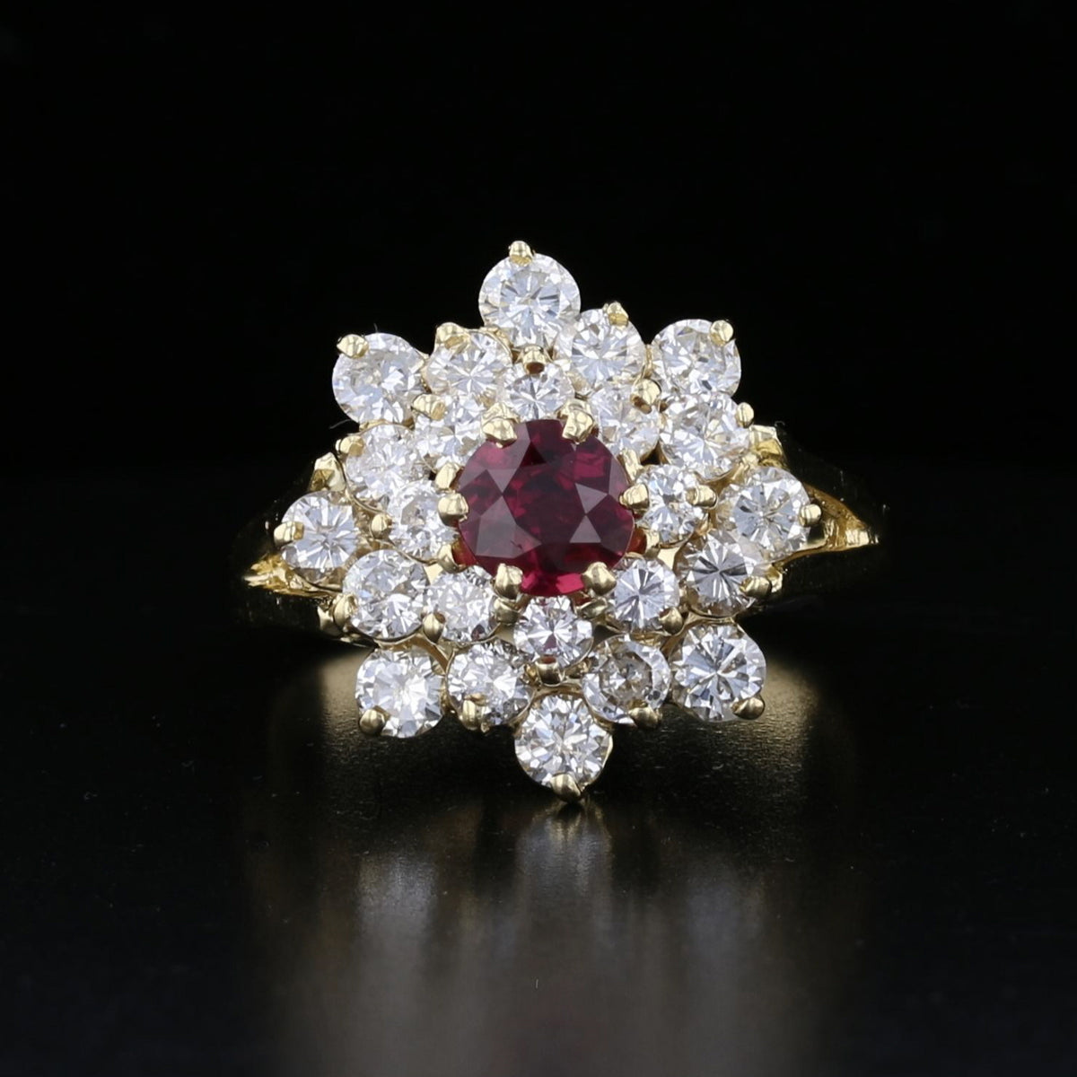 Vintage Yellow Gold Ruby Diamond Ring
