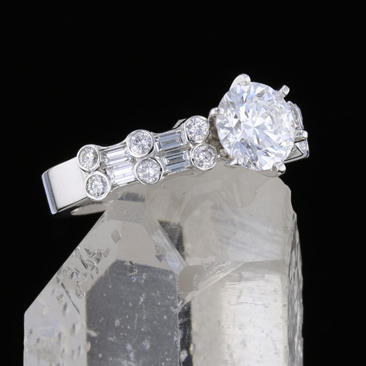 Vintage 18K White Gold Diamond Engagement Ring