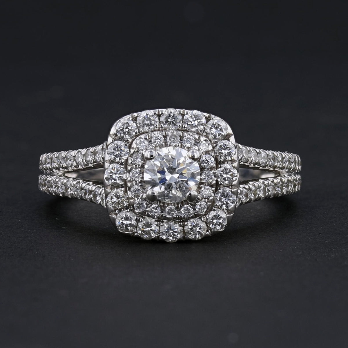 14K White Gold Vintage Diamond Ring (Missing Stone)