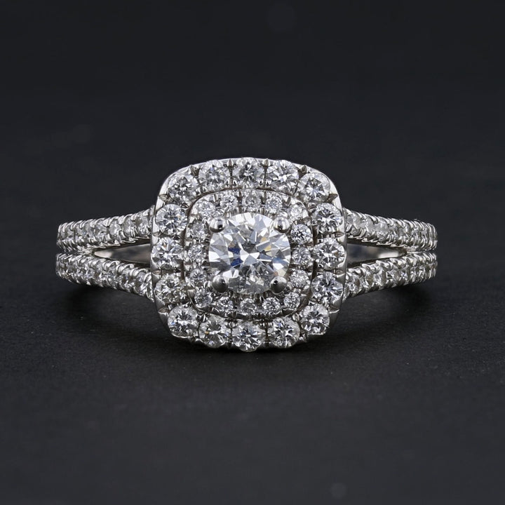 14K White Gold Vintage Diamond Ring (Missing Stone)