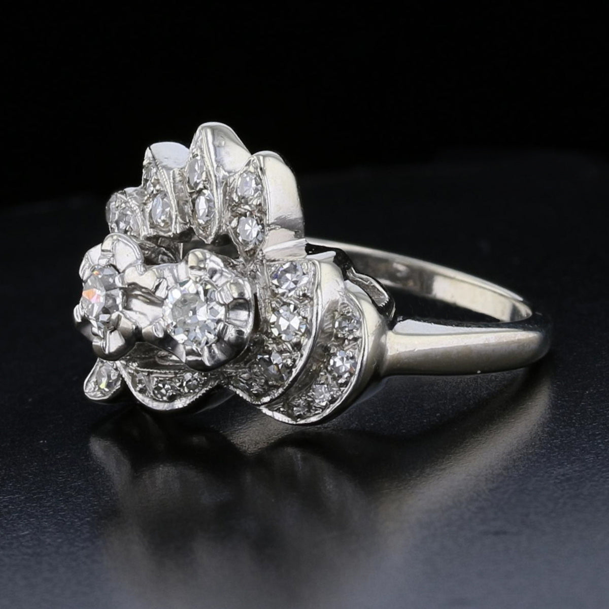 Vintage 14K White Gold Diamond Ring