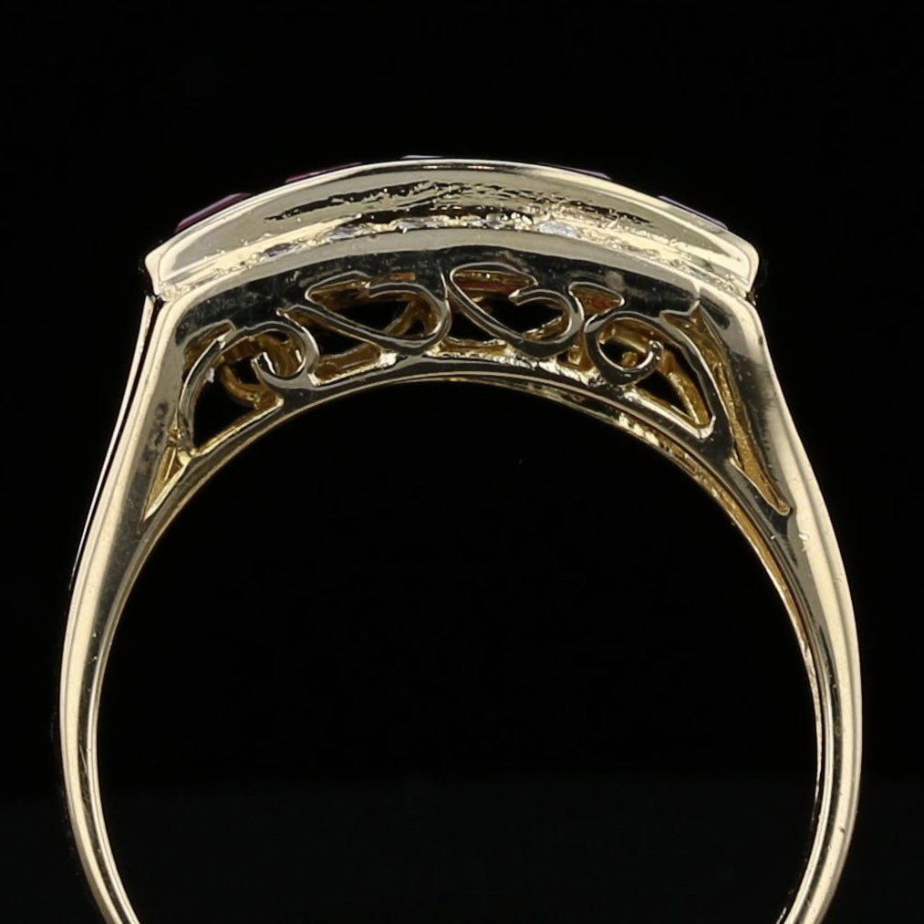 Vintage 14K Yellow Gold Ruby and Diamond Ring
