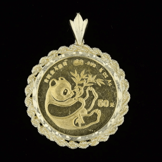 1984 Vintage Chinese Gold Panda Coin Pendant