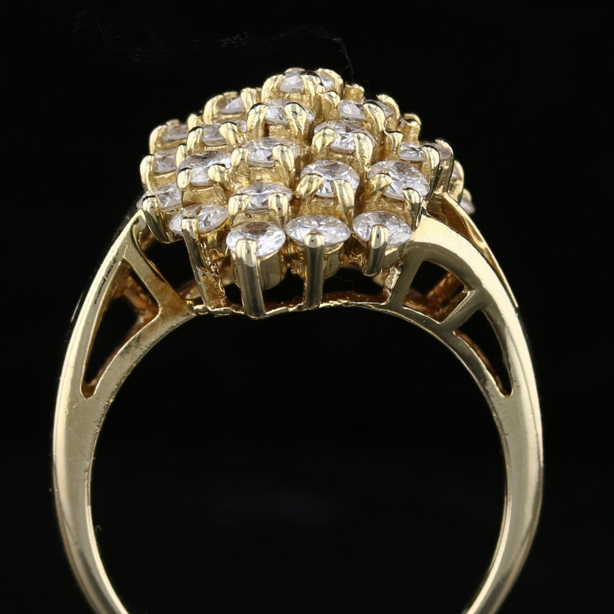 Vintage 14K Yellow Gold Diamond Dinner Ring