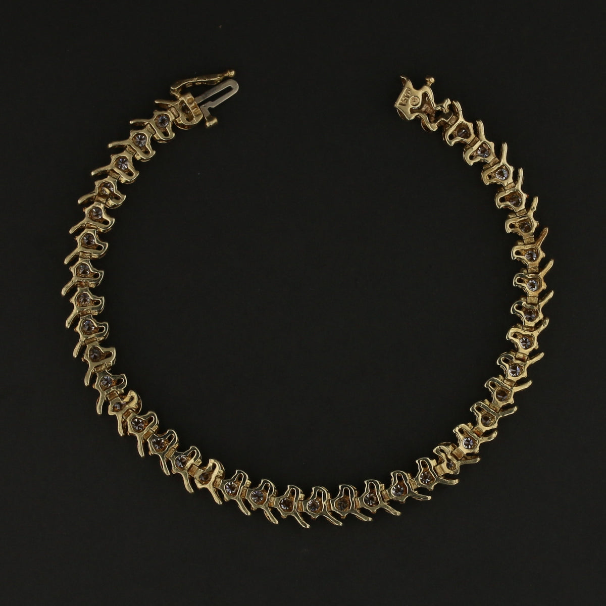 Vintage 14K Yellow Gold 7" Diamond Bracelet