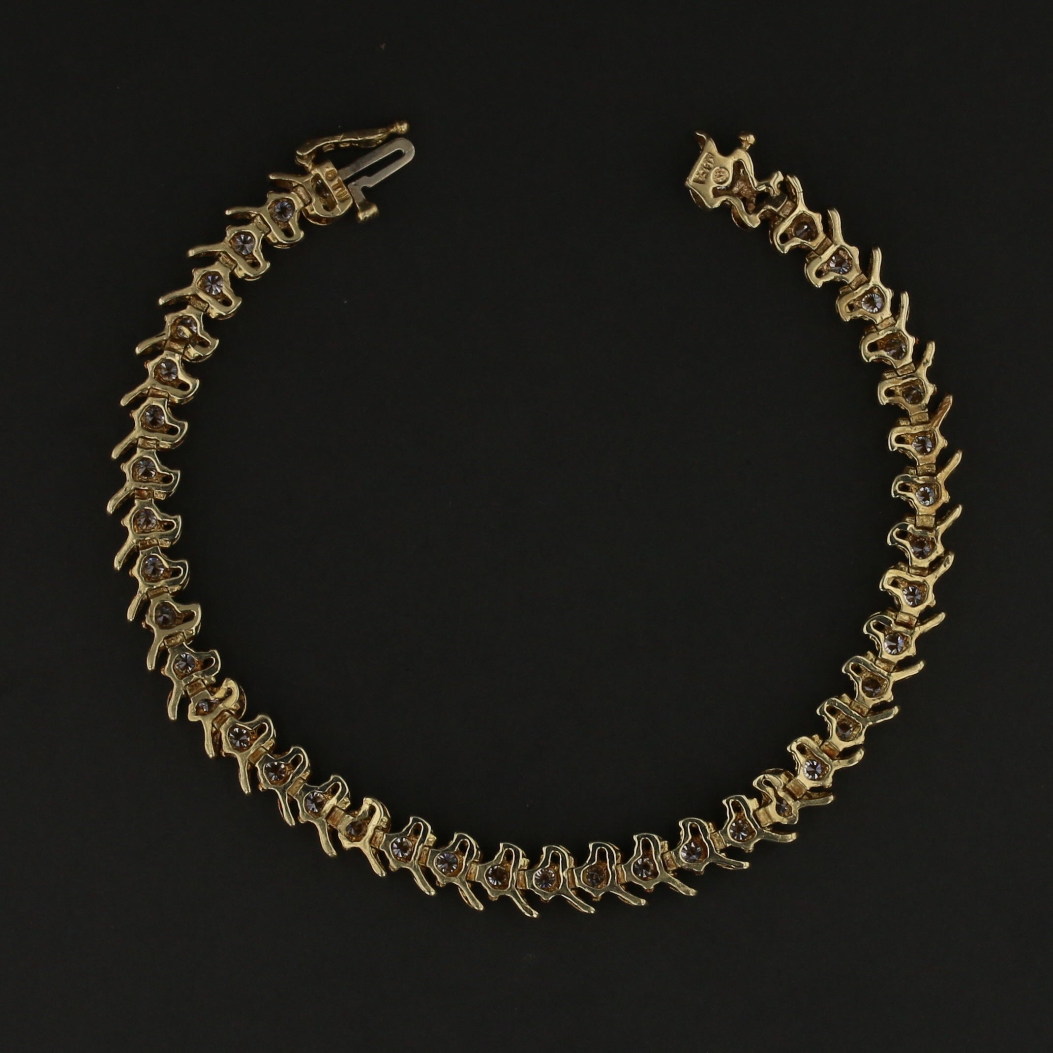 Vintage 14K Yellow Gold 7" Diamond Bracelet - David's Antiques & Jewelry