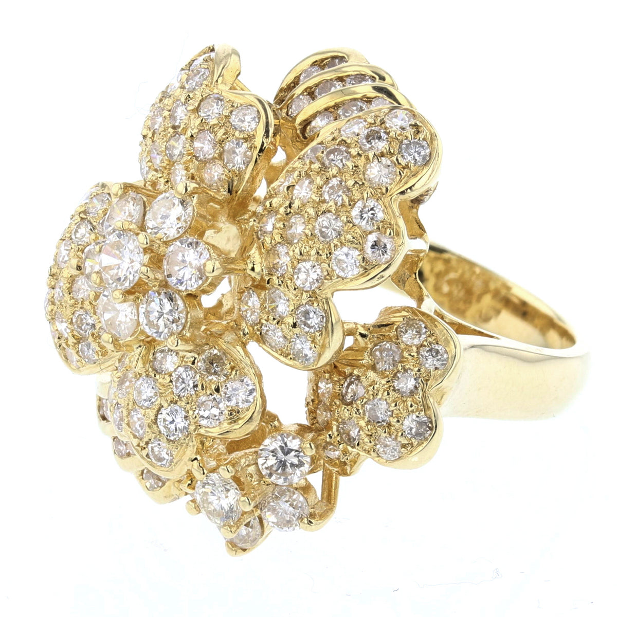 Vintage Flowers Diamond Ring - 14K Yellow Gold