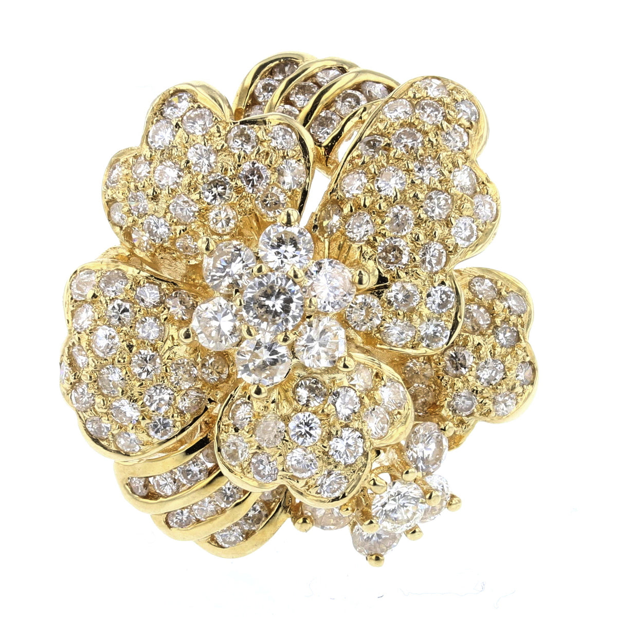 Vintage Flowers Diamond Ring - 14K Yellow Gold