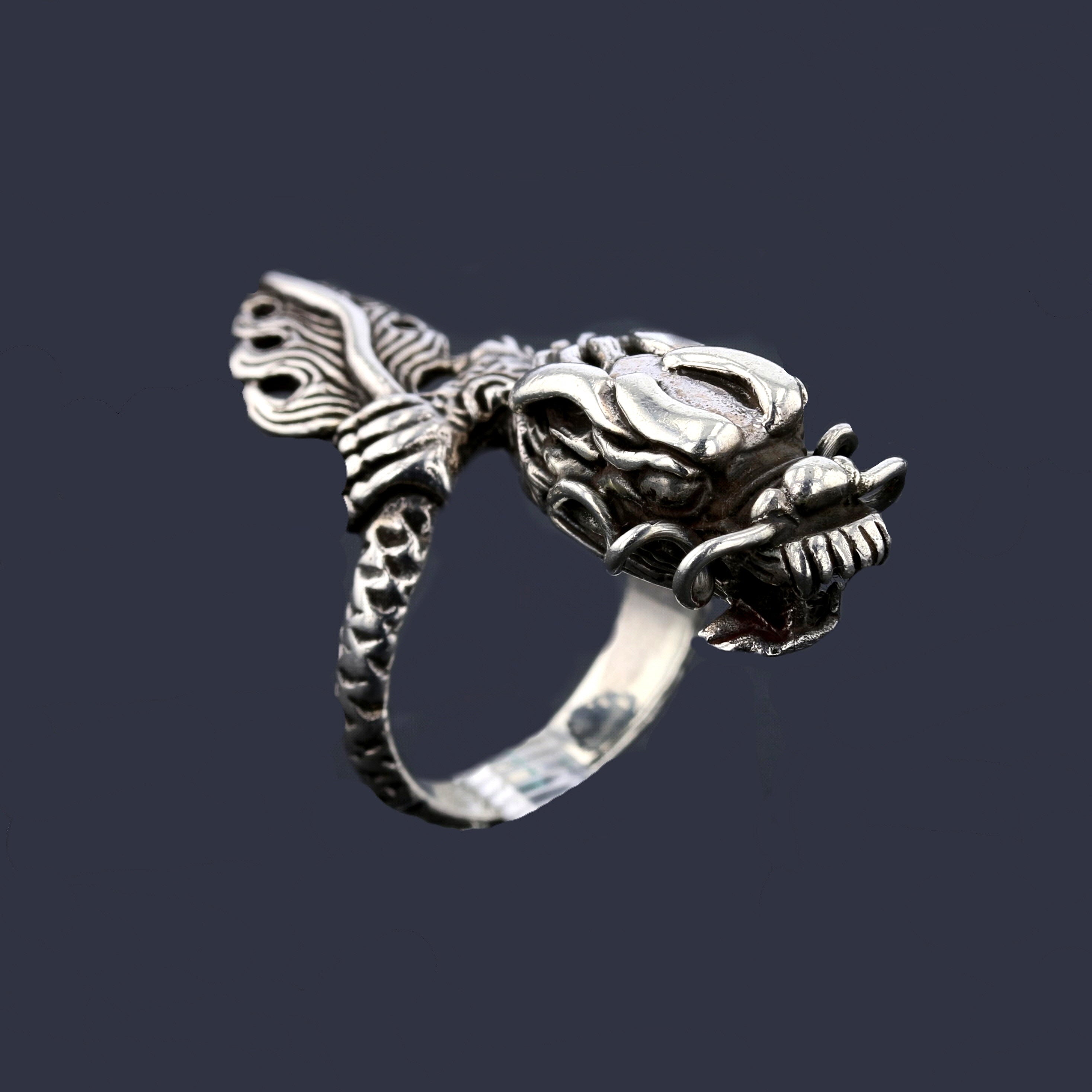 Kabuki Mask or dragon Ring 892621 - David's Antiques & Jewelry