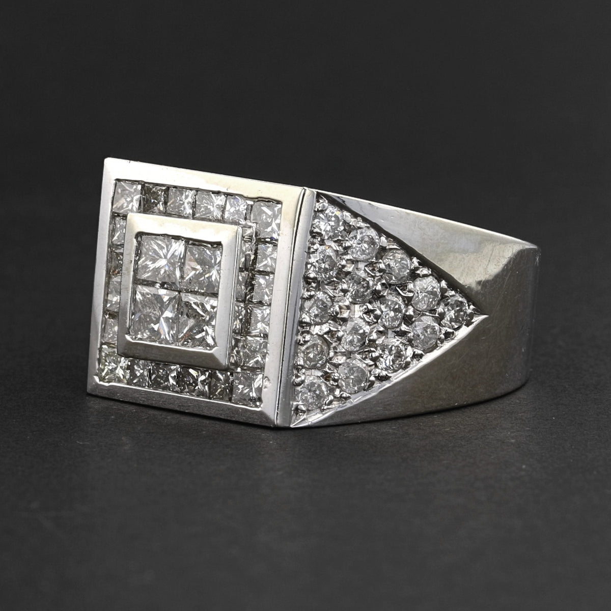 Vintage 14K White Gold Diamond Ring, 4.14ct