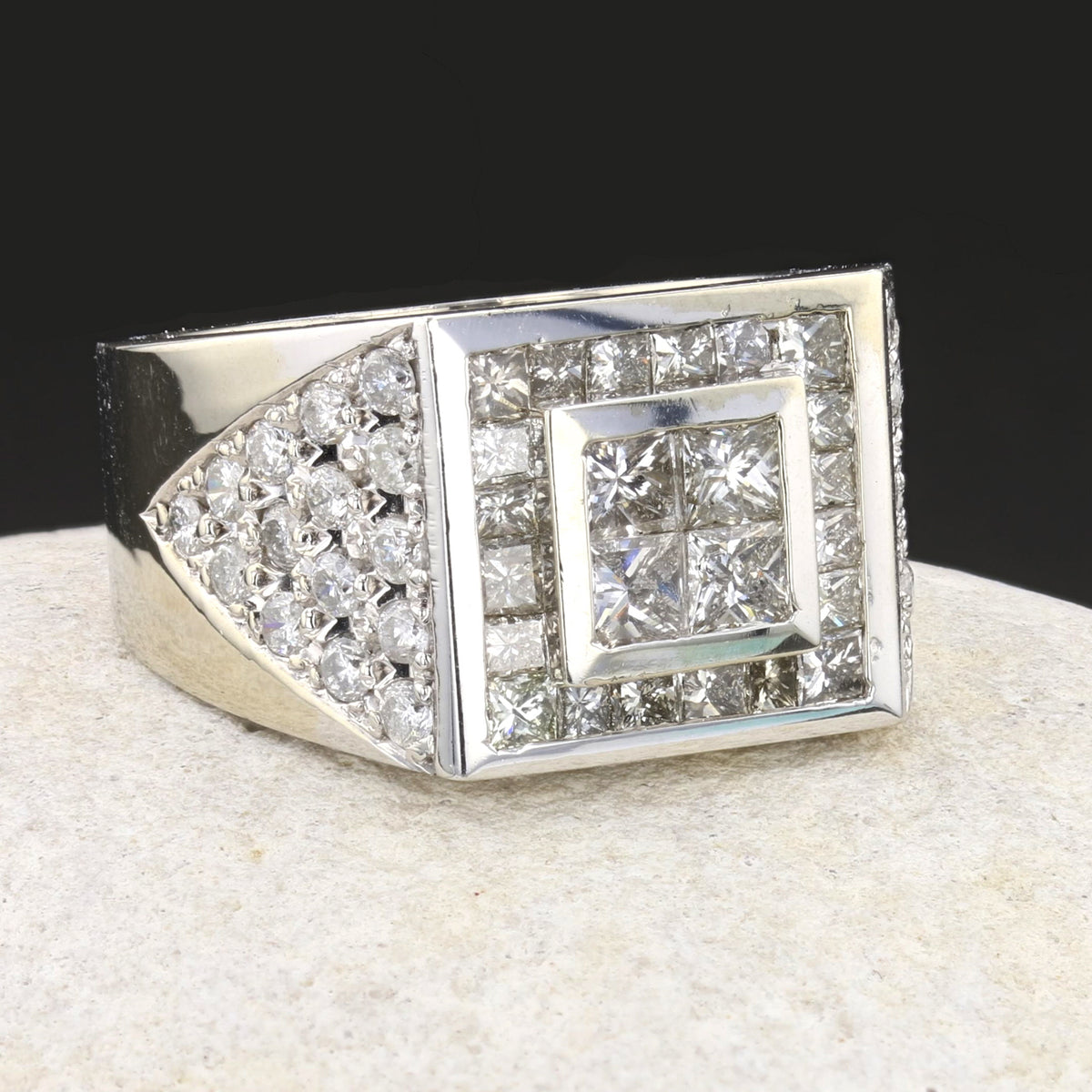 Vintage 14K White Gold Diamond Ring, 4.14ct