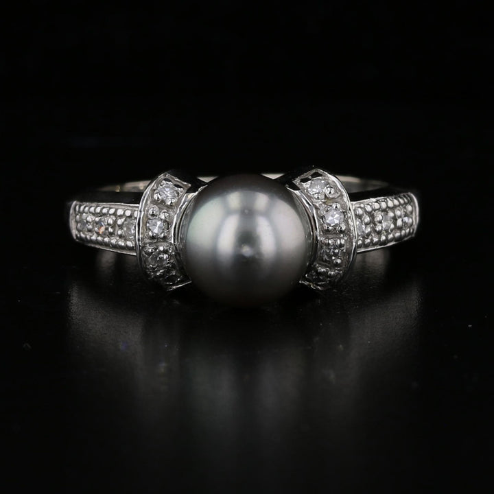 Tahitian Pearl and Diamond Ring