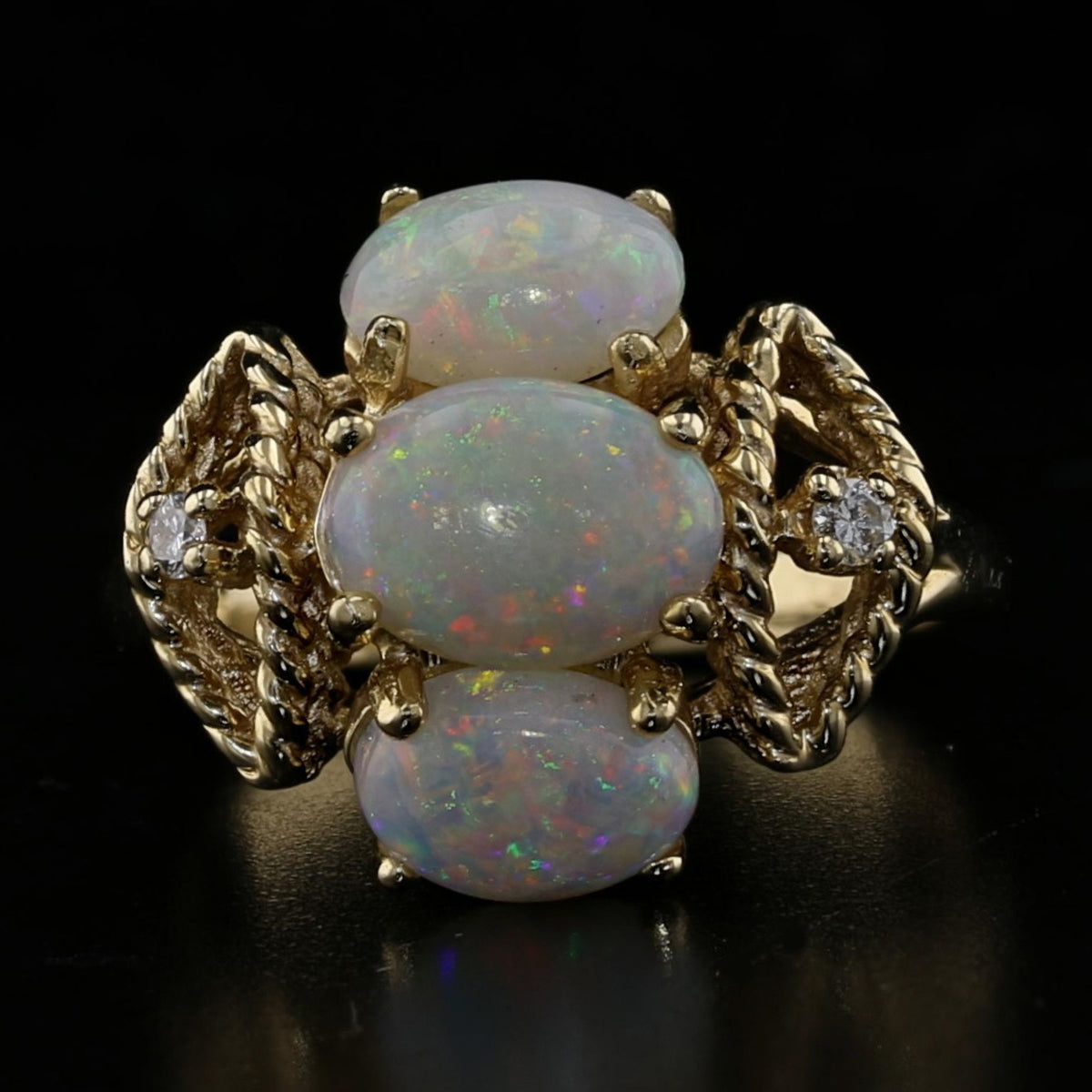 Vintage Opal and Diamond Ring