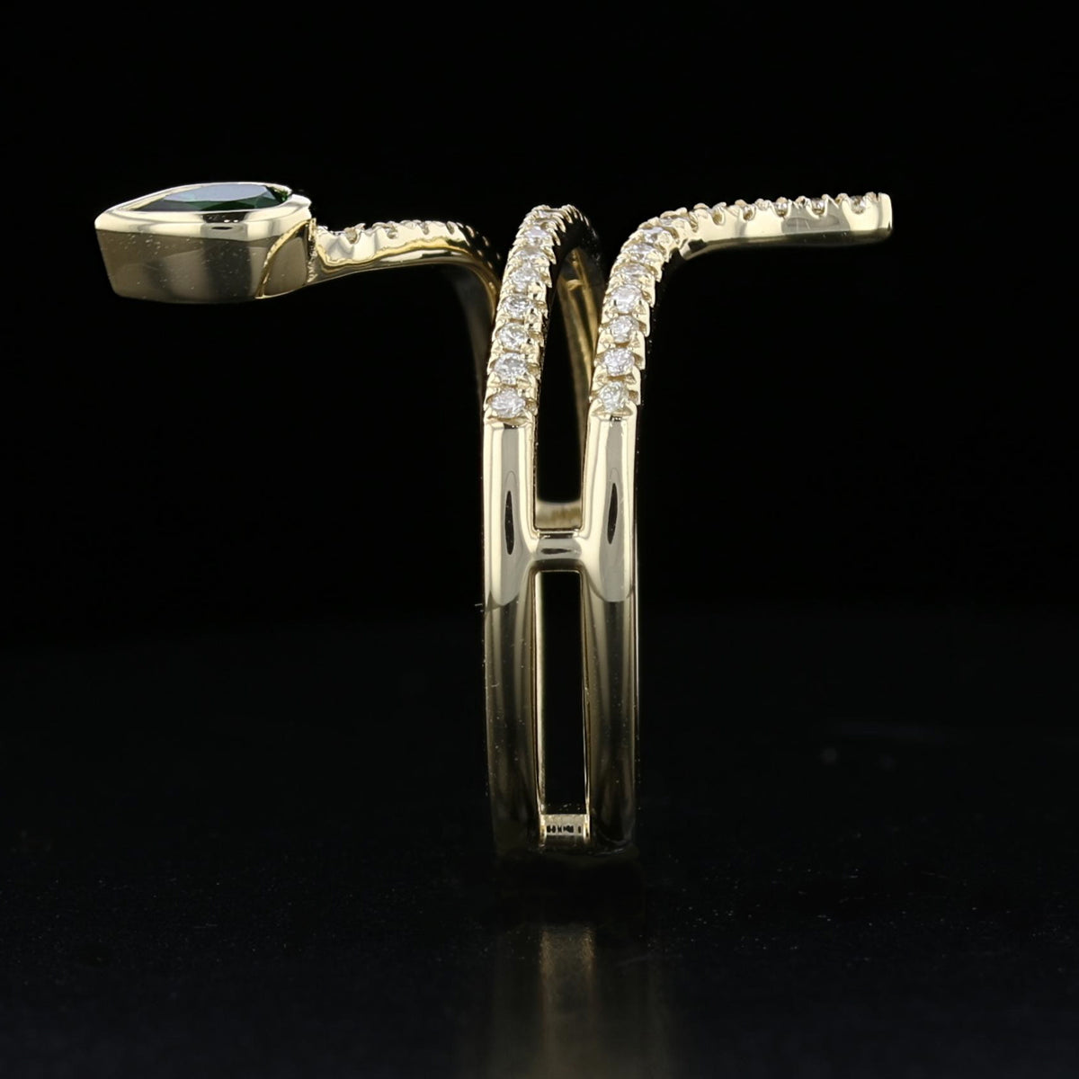 Yellow Gold Emerald and Diamond Snake Band