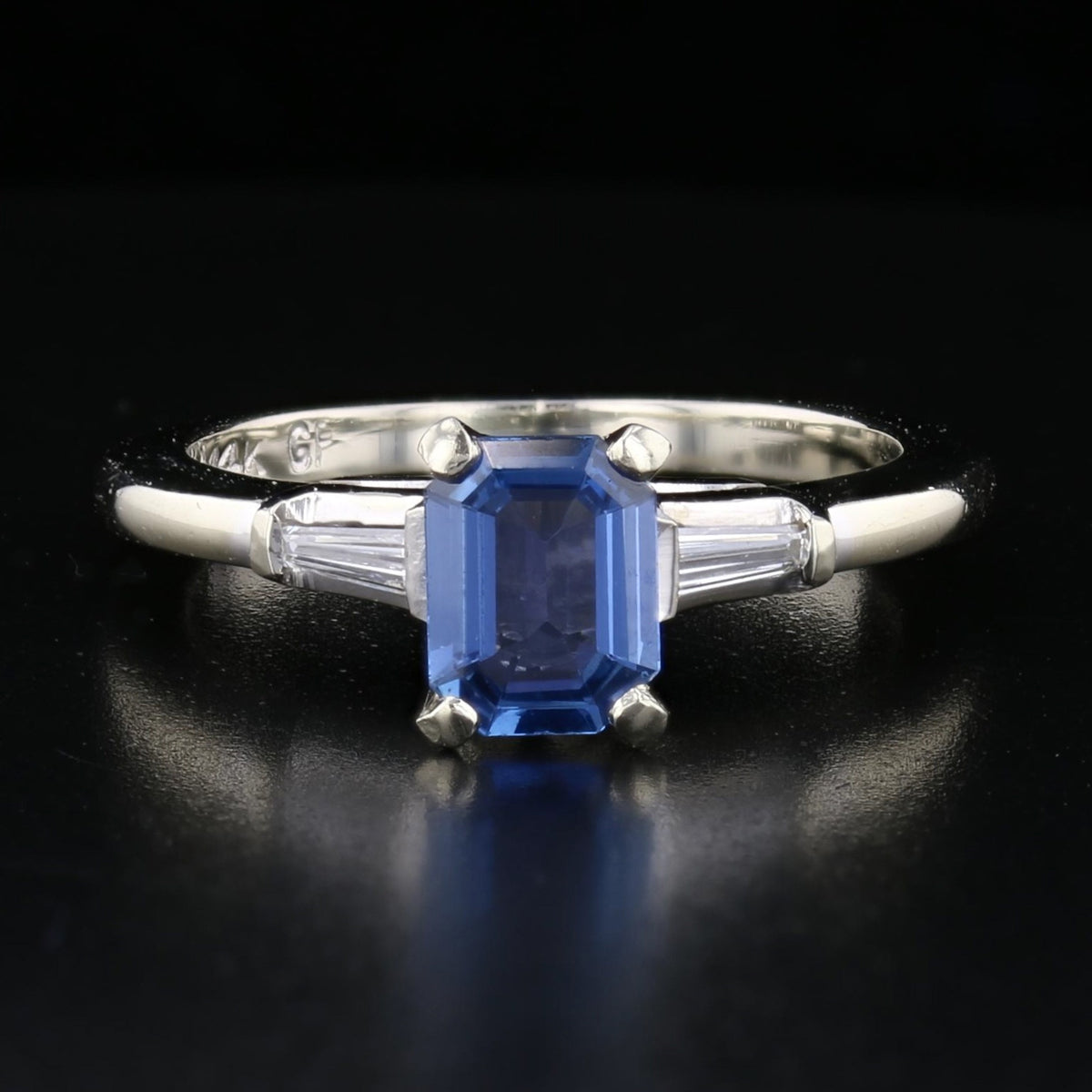 Vintage White Gold Sapphire and Diamond Ring