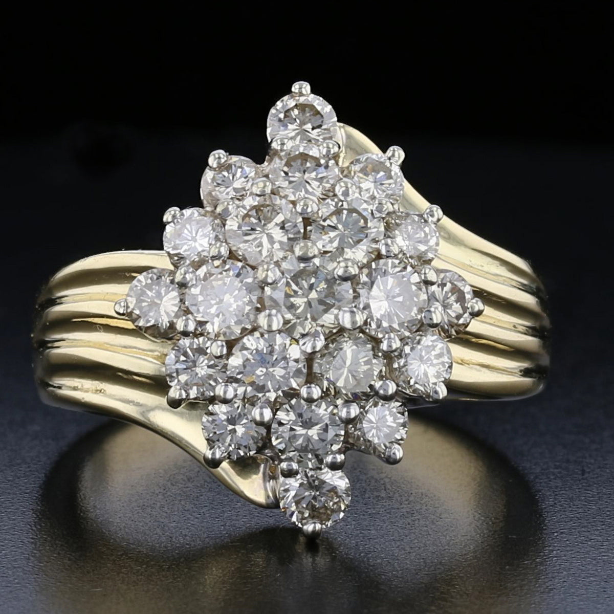 Vintage 2.25 Carat Diamond Cluster Ring
