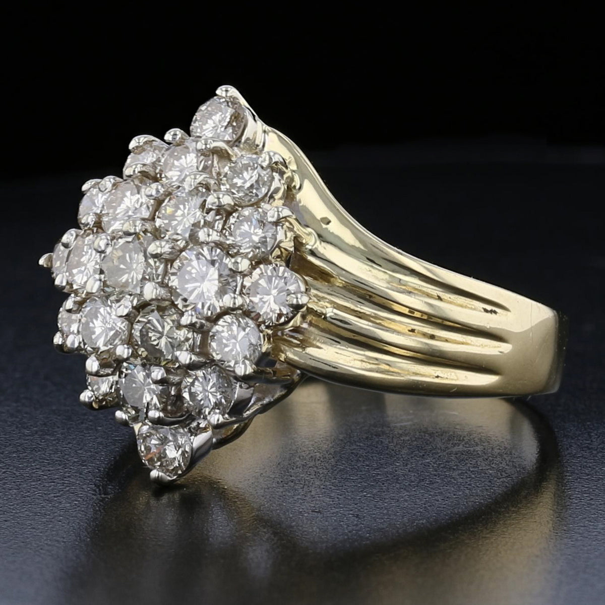 Vintage 2.25 Carat Diamond Cluster Ring