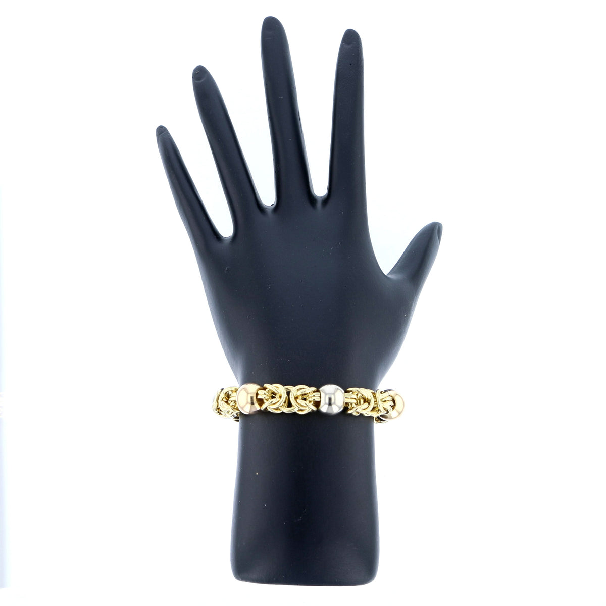 Vintage 18K Tri-Color Byzantine Link Bracelet, 8", 23.4g - 892900