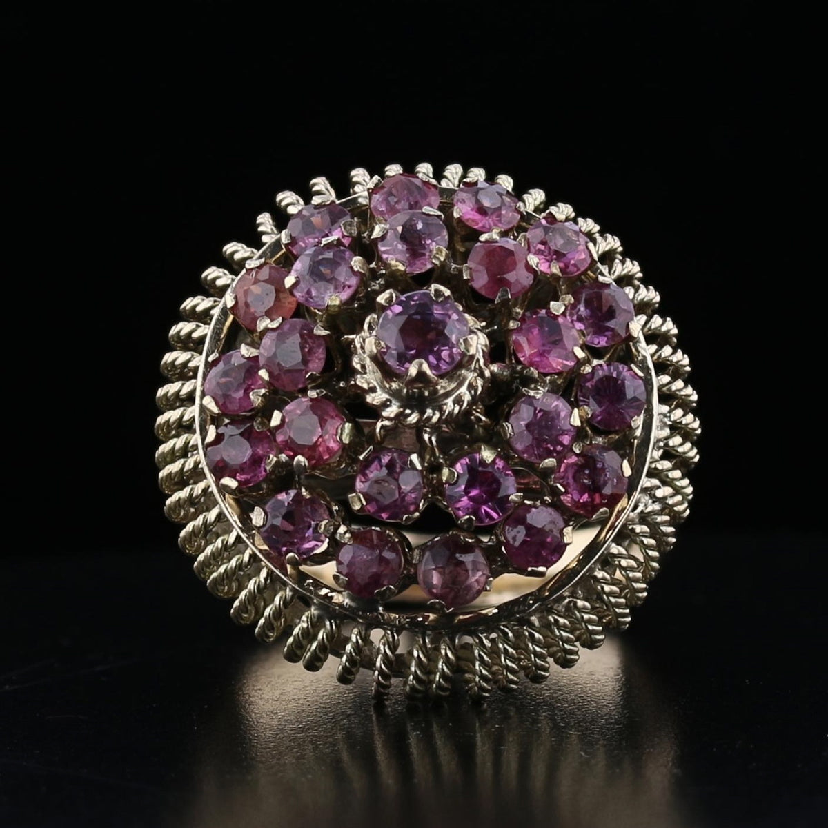 Antique Yellow Gold Ruby Cluster Ring