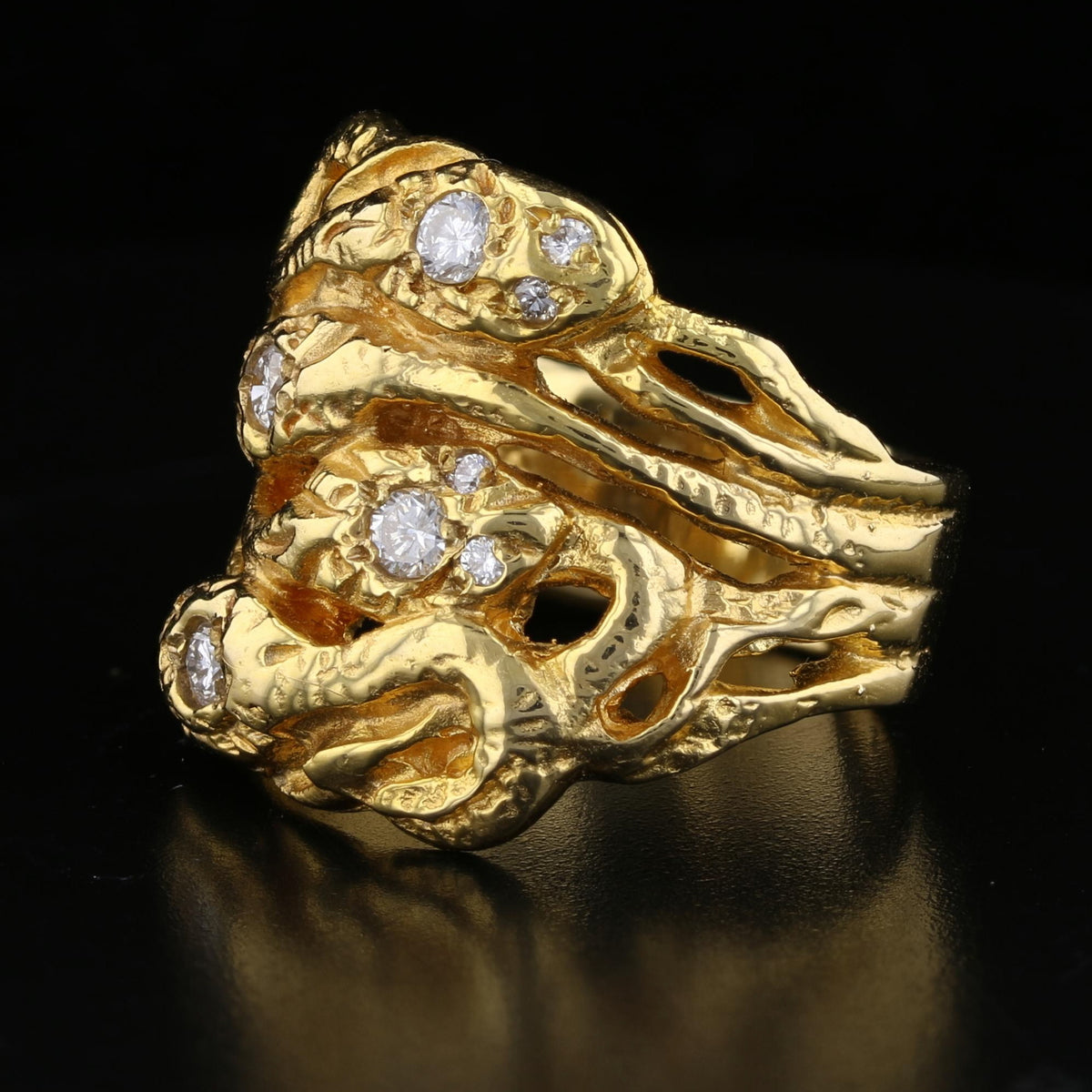Vintage Snake Ring with Diamonds