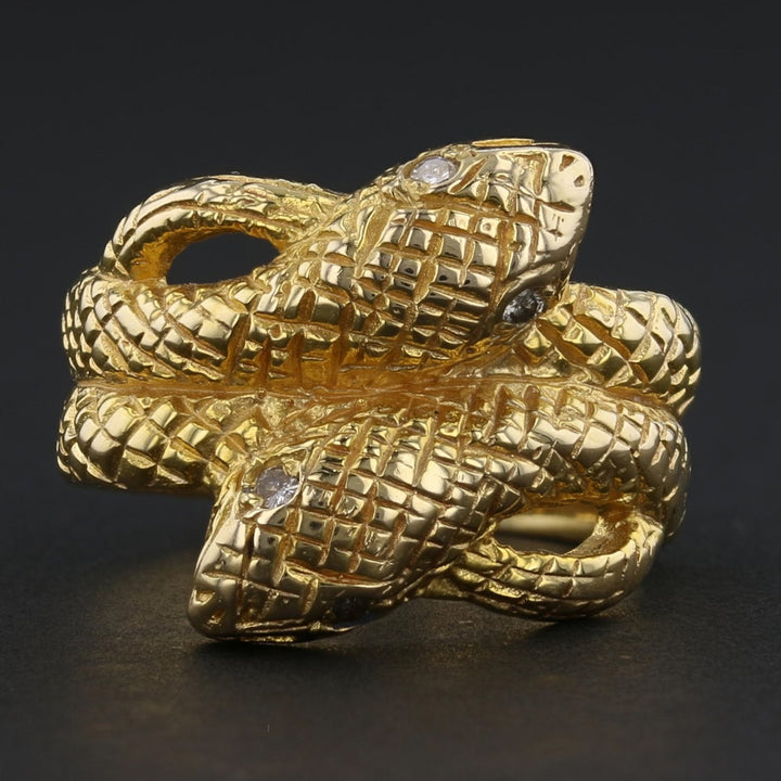 Vintage Snake Ring with Diamonds
